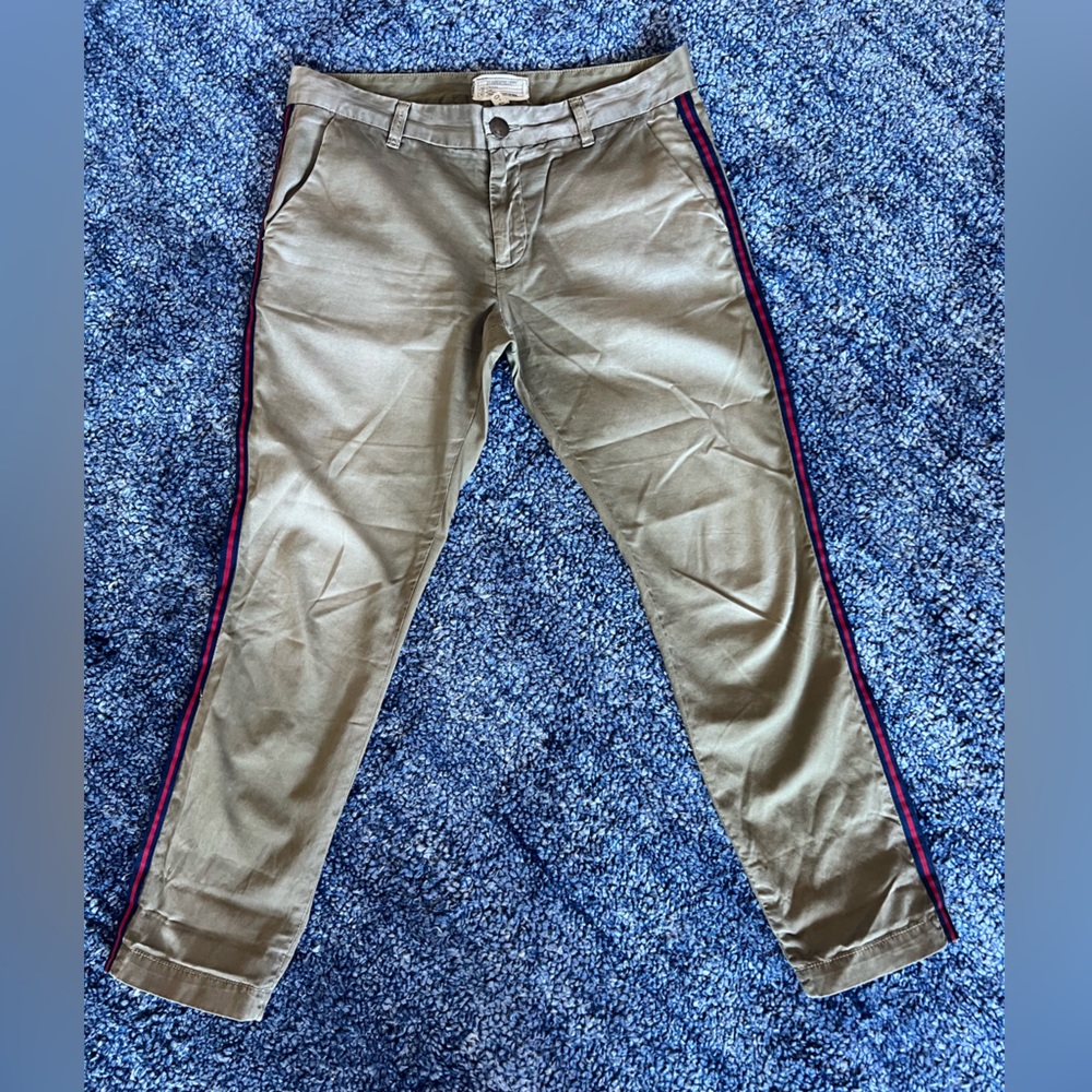 Current/Elliott Khaki Chinos with Striped Accents
